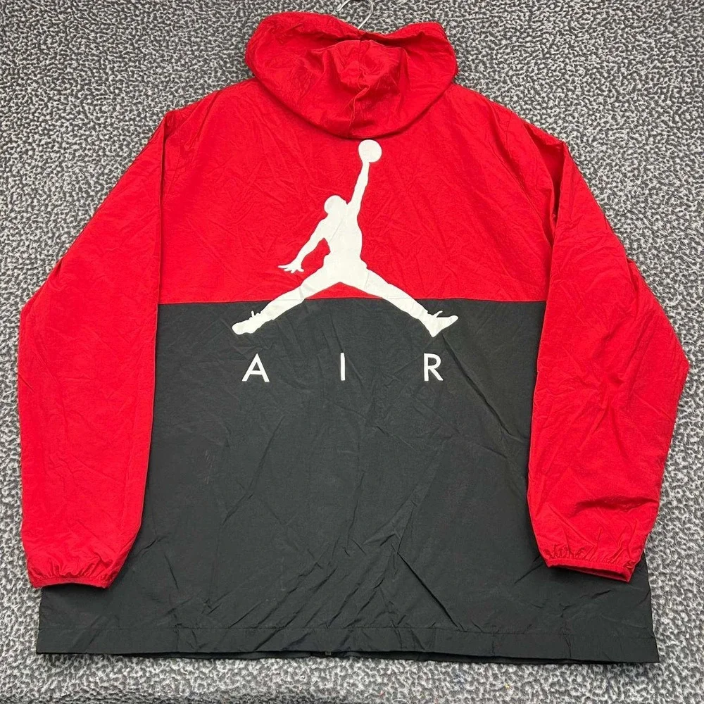 Air Jordan Windbreaker Jacket  Men XXL Red Black Jumpman Full Zip Long Sleeve